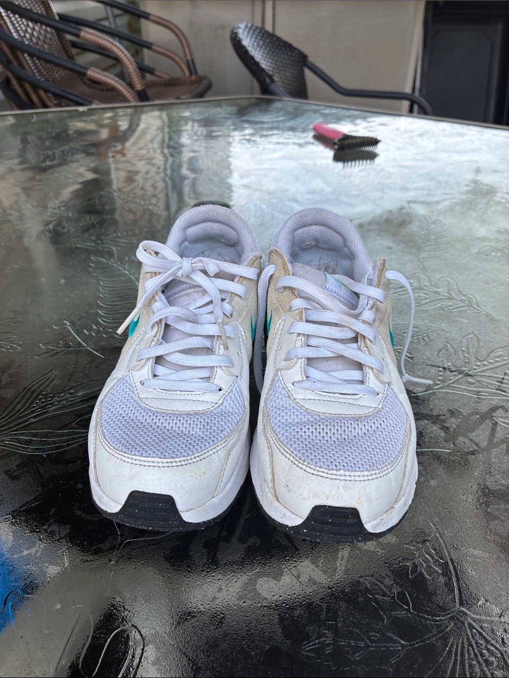 Women White and Teal Athletic Sneakers - Youth Comfort